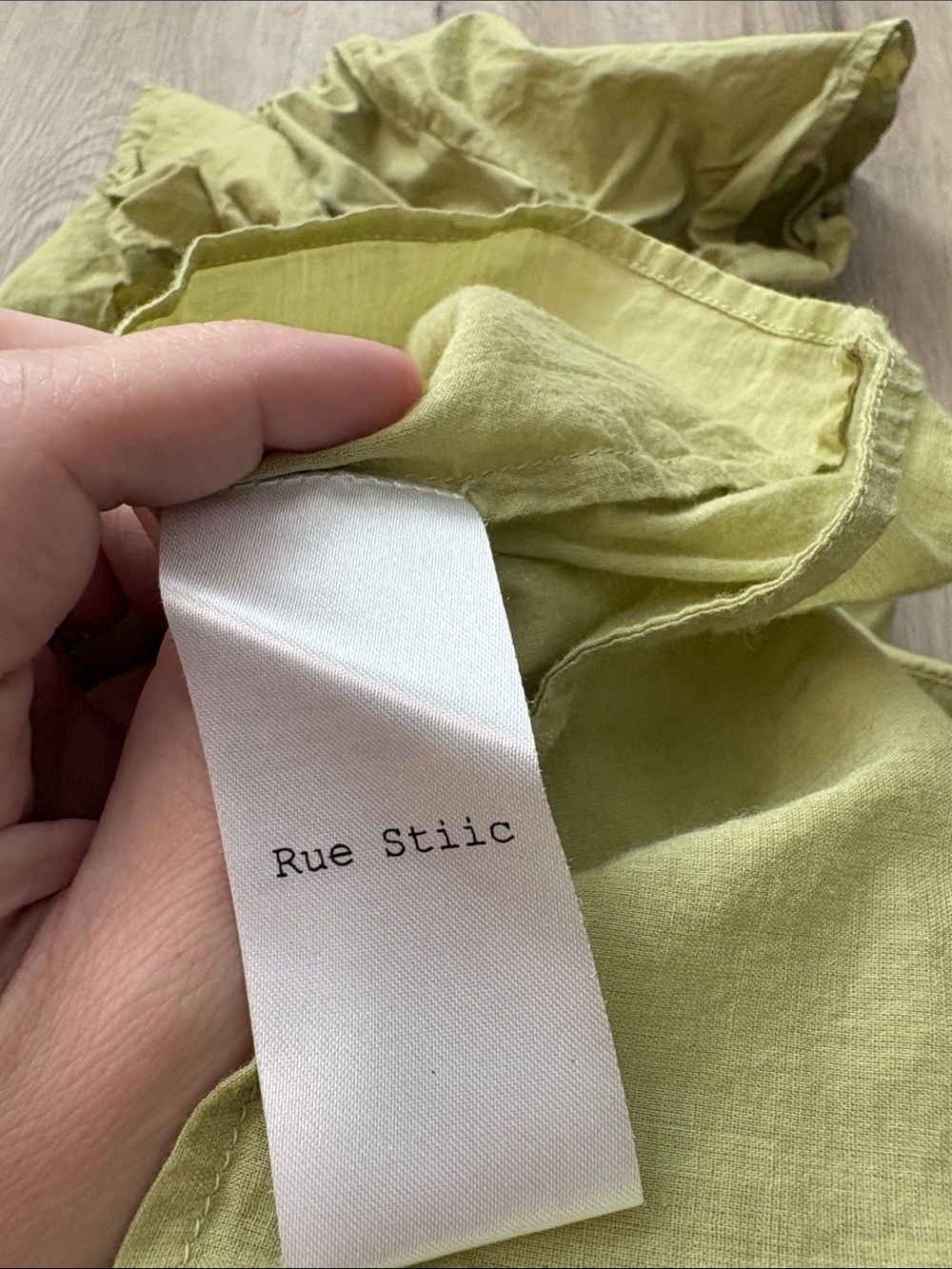 Rue Stiic Elera Maxi Dress Lime Green Embroidered Cutout Size L boho cotton - Picture 9 of 9